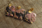 Polished Rhodonite Pink Elephant Pendant with Gold Bail and Trim - Sold Per Item - From Madagascar - Toprock Gemstones and Minerals 