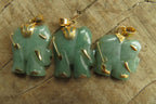 Polished Aventurine Elephant Pendant with Gold Bail and Trim - Sold Per Item - From Zimbabwe - Toprock Gemstones and Minerals 