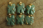 Polished Aventurine Elephant Pendant with Gold Bail and Trim - Sold Per Item - From Zimbabwe - Toprock Gemstones and Minerals 