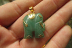 Polished Aventurine Elephant Pendant with Gold Bail and Trim - Sold Per Item - From Zimbabwe - Toprock Gemstones and Minerals 