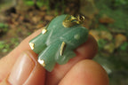 Polished Aventurine Elephant Pendant with Gold Bail and Trim - Sold Per Item - From Zimbabwe - Toprock Gemstones and Minerals 