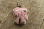Polished Rhodonite Pink Elephant Pendant with Gold Bail and Trim - Sold Per Item - From Madagascar - Toprock Gemstones and Minerals 