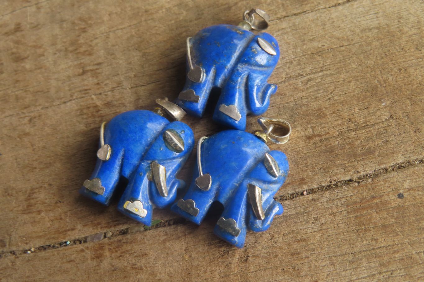 Polished Lapis Lazuli Elephant Pendant with Silver Bail and Trim - Sold Per Item - From Afghanistan - Toprock Gemstones and Minerals 