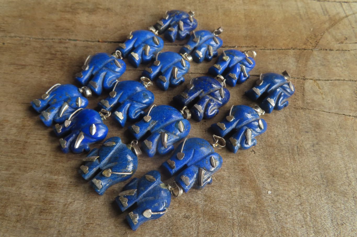 Polished Lapis Lazuli Elephant Pendant with Silver Bail and Trim - Sold Per Item - From Afghanistan - Toprock Gemstones and Minerals 