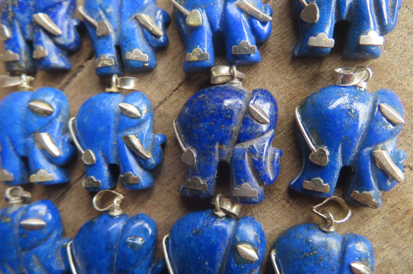 Polished Lapis Lazuli Elephant Pendant with Silver Bail and Trim - Sold Per Item - From Afghanistan - Toprock Gemstones and Minerals 