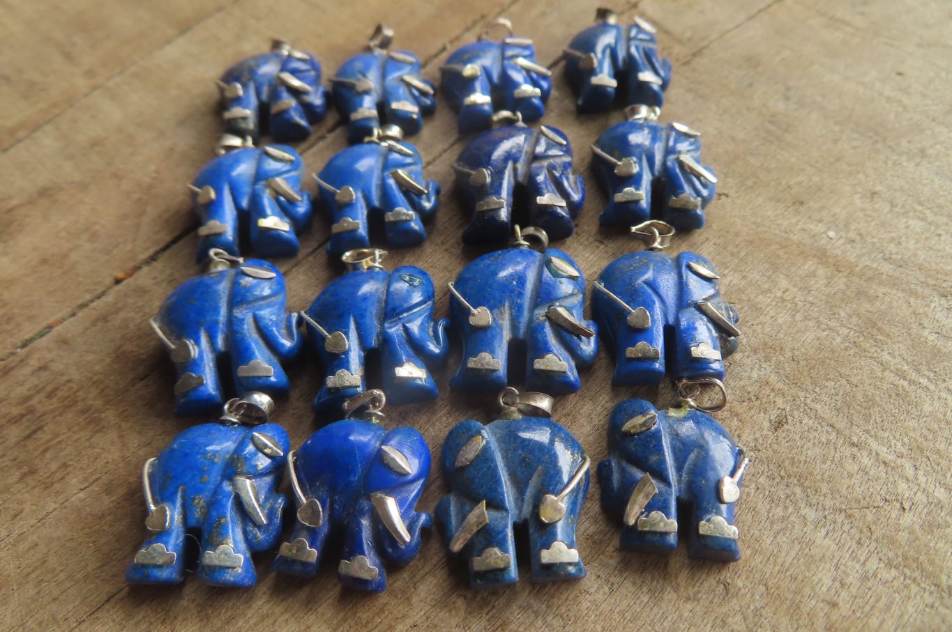 Polished Lapis Lazuli Elephant Pendant with Silver Bail and Trim - Sold Per Item - From Afghanistan - Toprock Gemstones and Minerals 