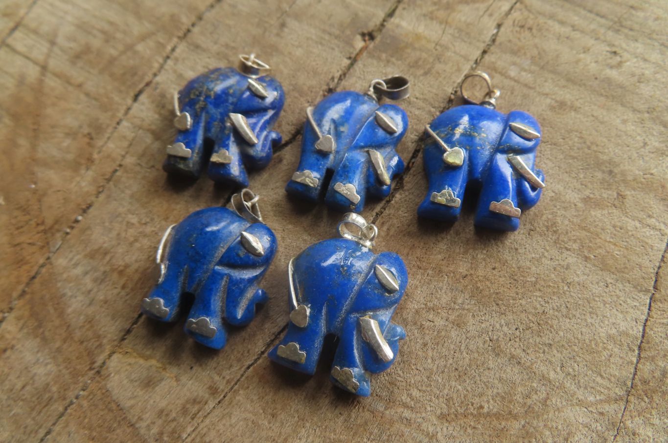 Polished Lapis Lazuli Elephant Pendant with Silver Bail and Trim - Sold Per Item - From Afghanistan - Toprock Gemstones and Minerals 