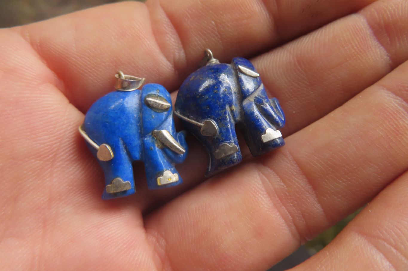 Polished Lapis Lazuli Elephant Pendant with Silver Bail and Trim - Sold Per Item - From Afghanistan - Toprock Gemstones and Minerals 