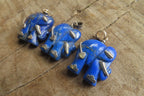 Polished Lapis Lazuli Elephant Pendant with Silver Bail and Trim - Sold Per Item - From Afghanistan - Toprock Gemstones and Minerals 