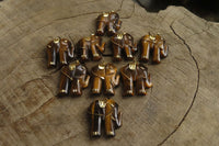 Polished Golden Tigers Eye Elephant Pendant with Gold Bail and Trim - Sold Per Item - From China