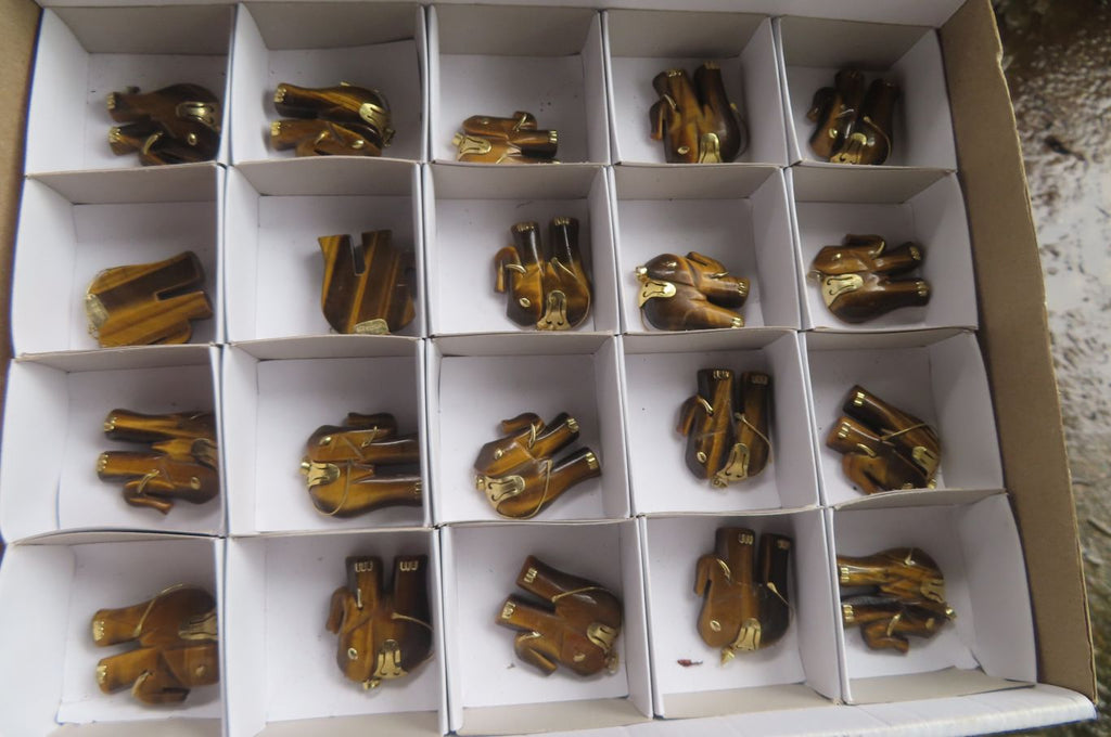 Polished Golden Tigers Eye Elephant Pendant with Gold Bail and Trim - Sold Per Item - From China - Toprock Gemstones and Minerals 