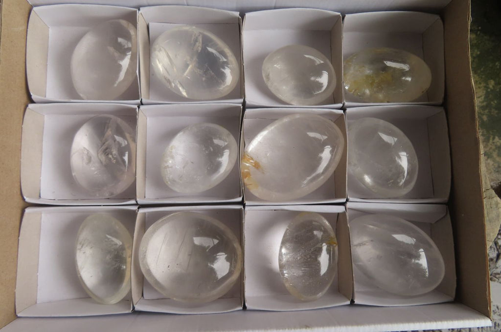 Polished Assortment Of Quartz Palm Stones x 12 From Madagascar - Toprock Gemstones and Minerals 