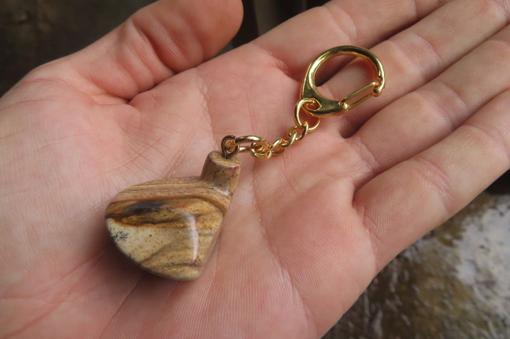 Polished Picture Stone Driver Golf Club Keyring - Sold Per Item - From Namibia - Toprock Gemstones and Minerals 