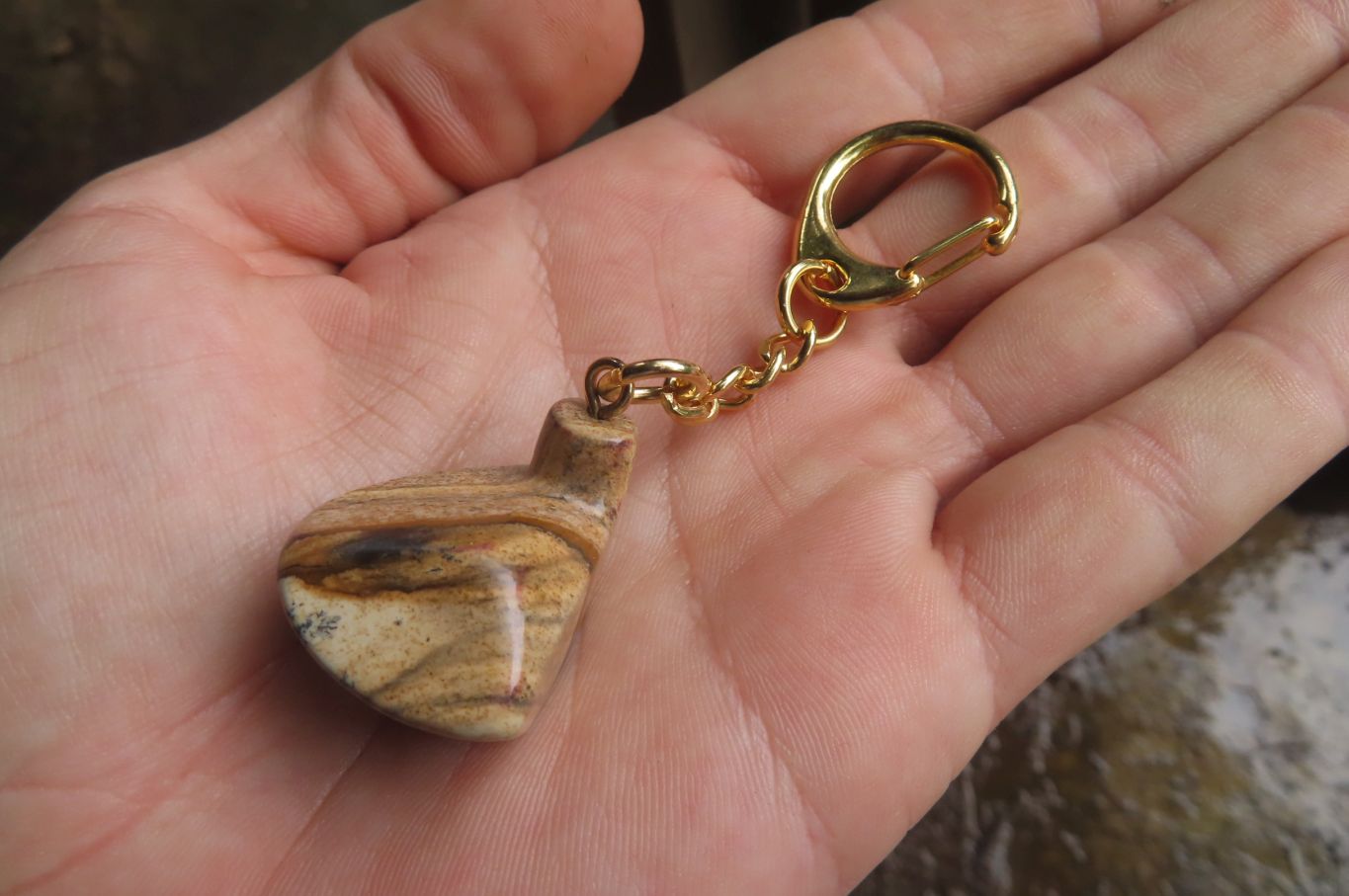 Polished Picture Stone Driver Golf Club Keyring - Sold Per Item - From Namibia - Toprock Gemstones and Minerals 