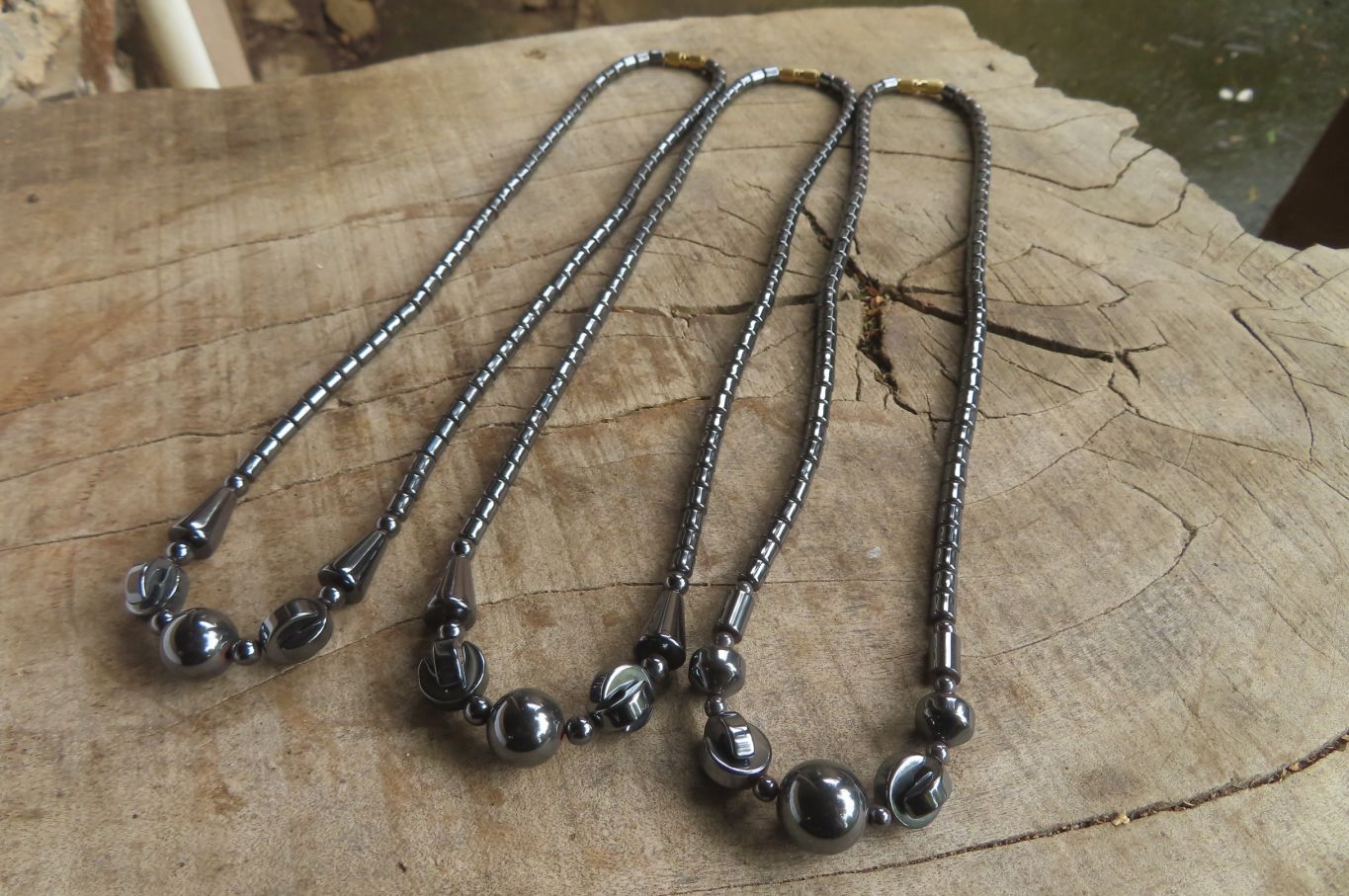 Polished Hematite Mixed Bead Choker - Sold Per Item - From China - Toprock Gemstones and Minerals 