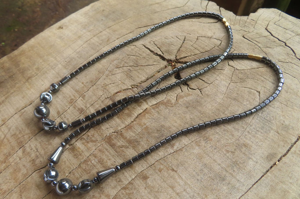 Polished Hematite Mixed Bead Choker - Sold Per Item - From China - Toprock Gemstones and Minerals 