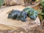 Hand Made Green Verdite Hippo Carvings x 3 From Zimbabwe - Toprock Gemstones and Minerals 