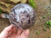 Polished Chevron Amethyst Spheres x 2 from Madagascar - Toprock Gemstones and Minerals 
