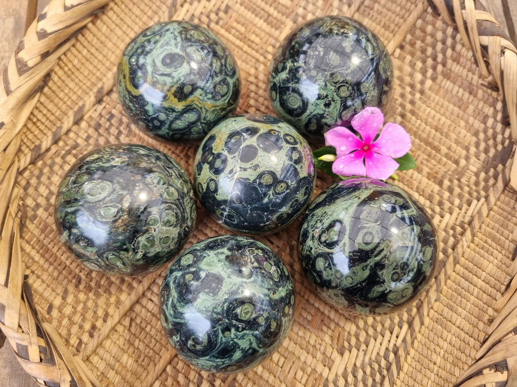 Polished Stromatolite Jasper Spheres x 6 From Katsepy, Madagascar - Toprock Gemstones and Minerals 