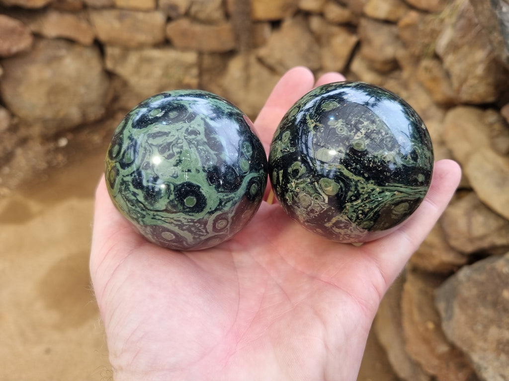 Polished Stromatolite Jasper Spheres x 6 From Katsepy, Madagascar - Toprock Gemstones and Minerals 