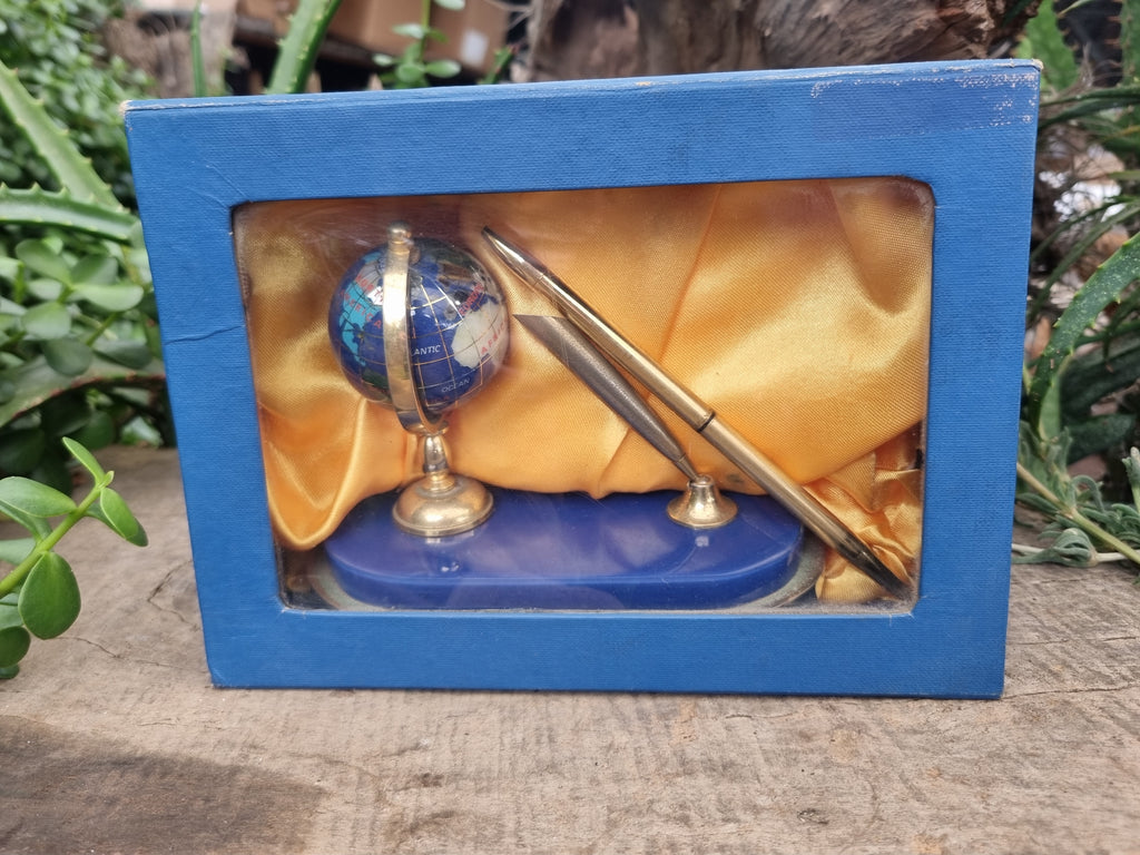 Polished Gemstone World Globe Desk Set x 1 From China - Toprock Gemstones and Minerals 