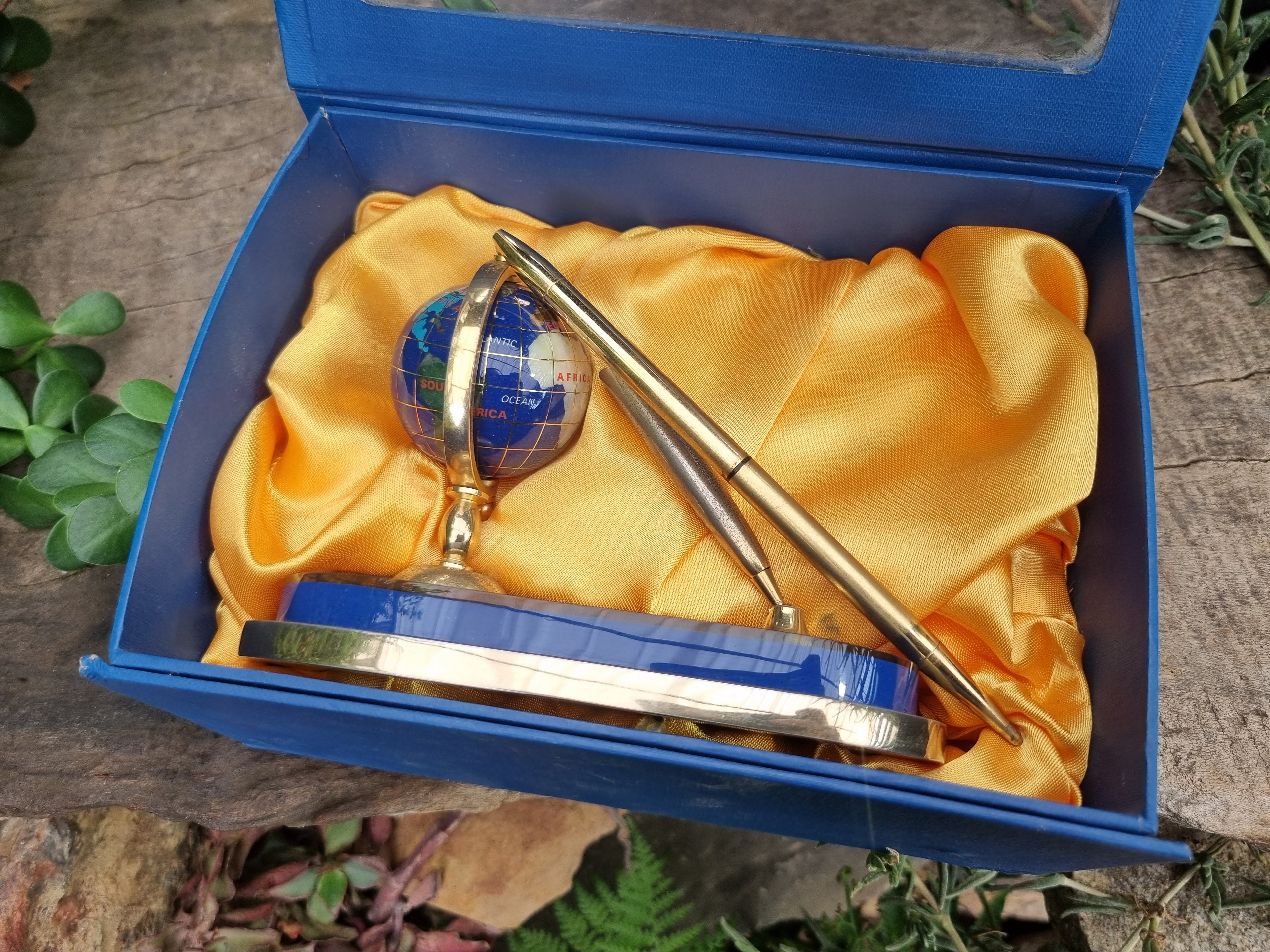 Polished Gemstone World Globe Desk Set x 1 From China - Toprock Gemstones and Minerals 