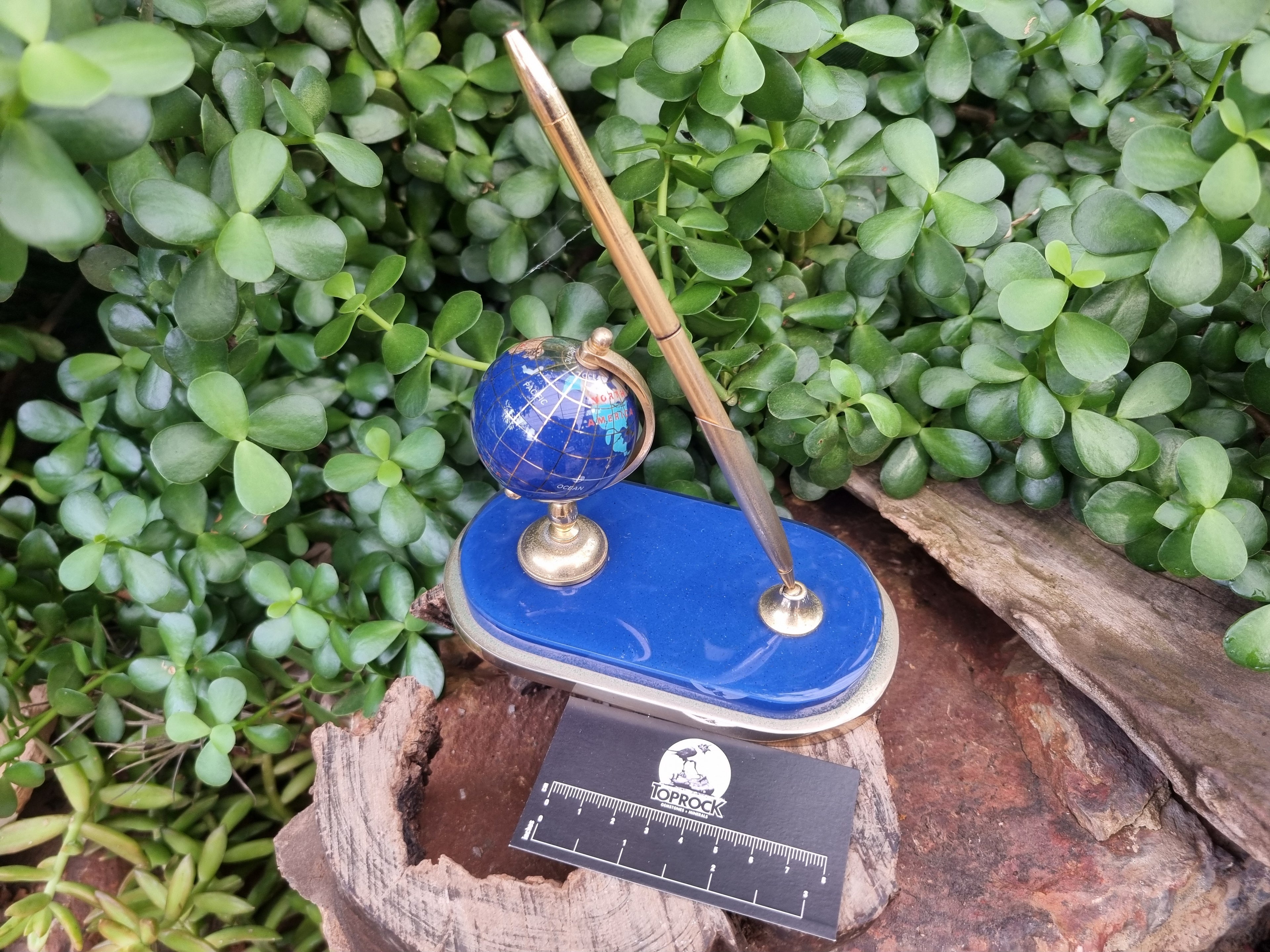 Polished Gemstone World Globe Desk Set x 1 From China - Toprock Gemstones and Minerals 