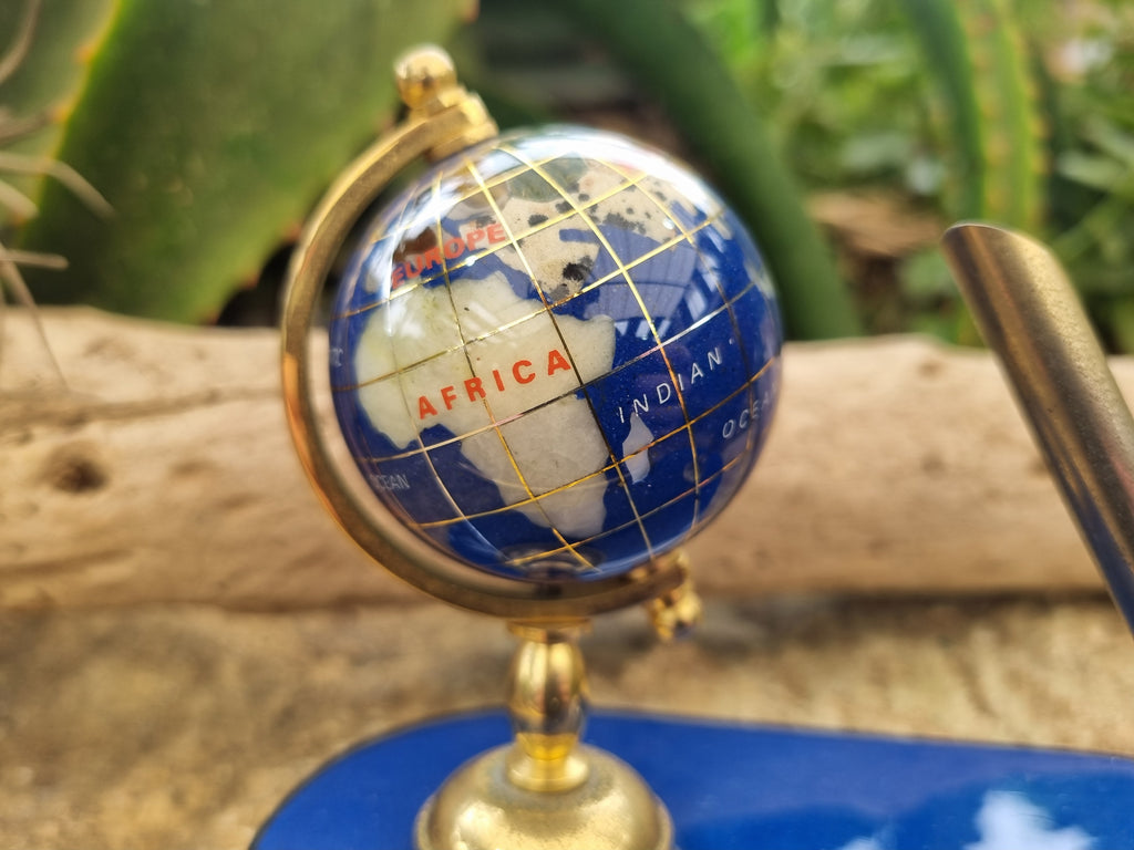 Polished Gemstone World Globe Desk Set x 1 From China - Toprock Gemstones and Minerals 
