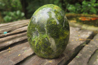 Polished Green Opal Standing Free Forms x 3 From Antsirabe, Madagascar - Toprock Gemstones and Minerals 