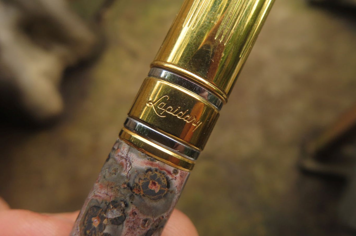 Hand Made Fountain Pens With Stone Inlays x 4 From China - Toprock Gemstones and Minerals 