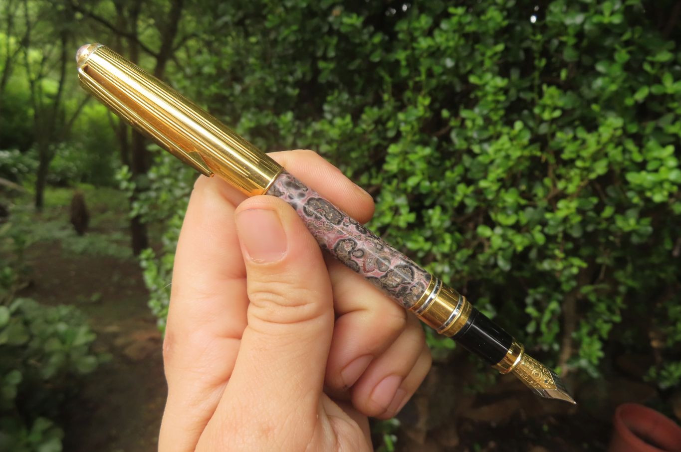 Hand Made Fountain Pens With Stone Inlays x 4 From China - Toprock Gemstones and Minerals 