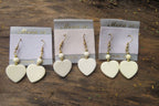 Polished White Onyx Heart and Bead Earrings - Sold per Pair - From Swaziland - Toprock Gemstones and Minerals 
