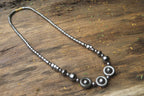 Polished Hematite Beaded Choker Necklace with Donut Centered Beads  - Sold Per Item - From Southern Africa - Toprock Gemstones and Minerals 