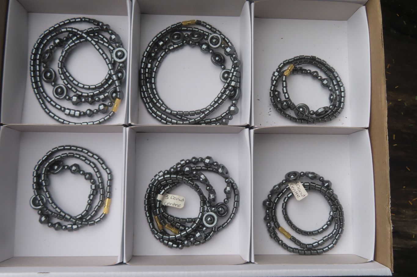 Polished Hematite Beaded Choker Necklace with Donut Centered Beads  - Sold Per Item - From Southern Africa - Toprock Gemstones and Minerals 