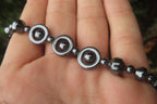 Polished Hematite Beaded Choker Necklace with Donut Centered Beads  - Sold Per Item - From Southern Africa - Toprock Gemstones and Minerals 