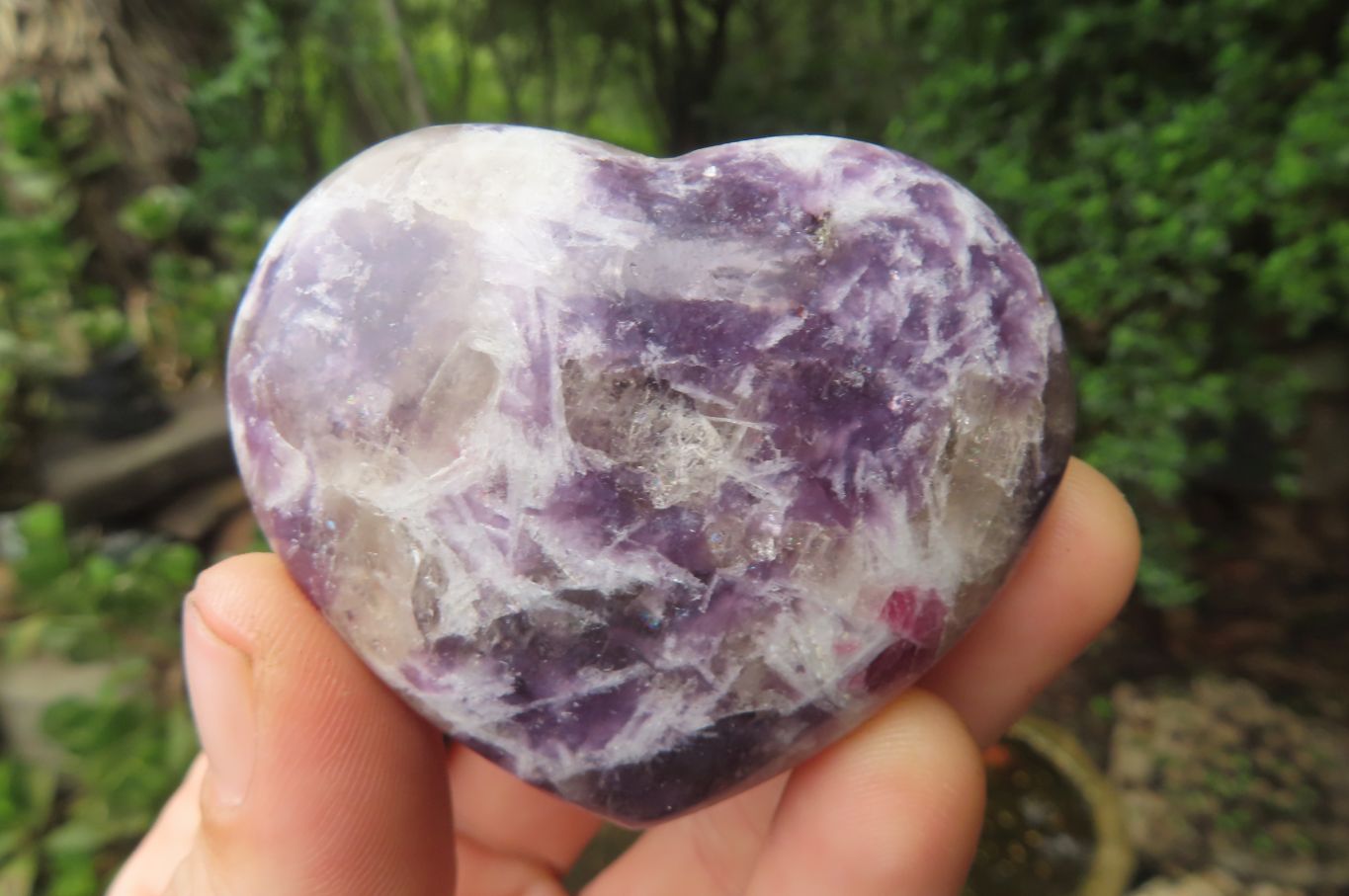 Polished Lepidolite with Pink Rubellite Gemstone Hearts x 6 From Ambatondrazaka, Madagascar - Toprock Gemstones and Minerals 