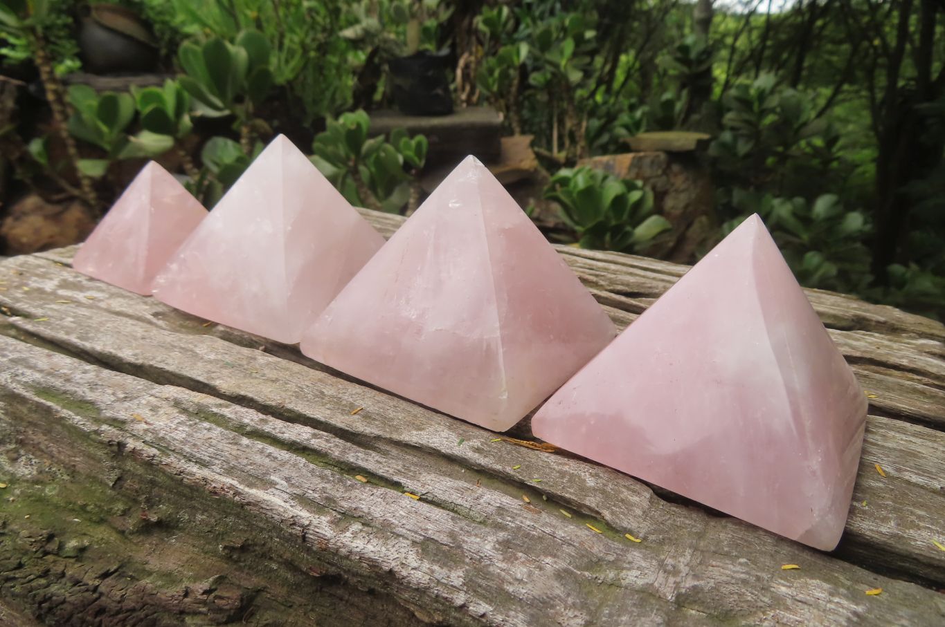 Polished Rose Quartz Pyramids x 4 From Madagascar - Toprock Gemstones and Minerals 