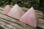 Polished Rose Quartz Pyramids x 4 From Madagascar - Toprock Gemstones and Minerals 