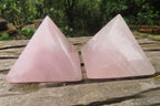 Polished Rose Quartz Pyramids x 4 From Madagascar - Toprock Gemstones and Minerals 