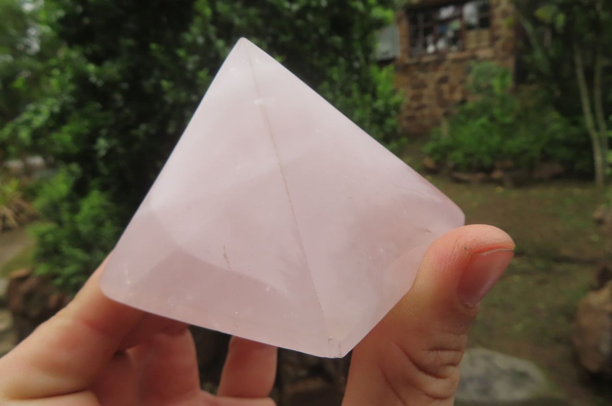 Polished Rose Quartz Pyramids x 4 From Madagascar - Toprock Gemstones and Minerals 