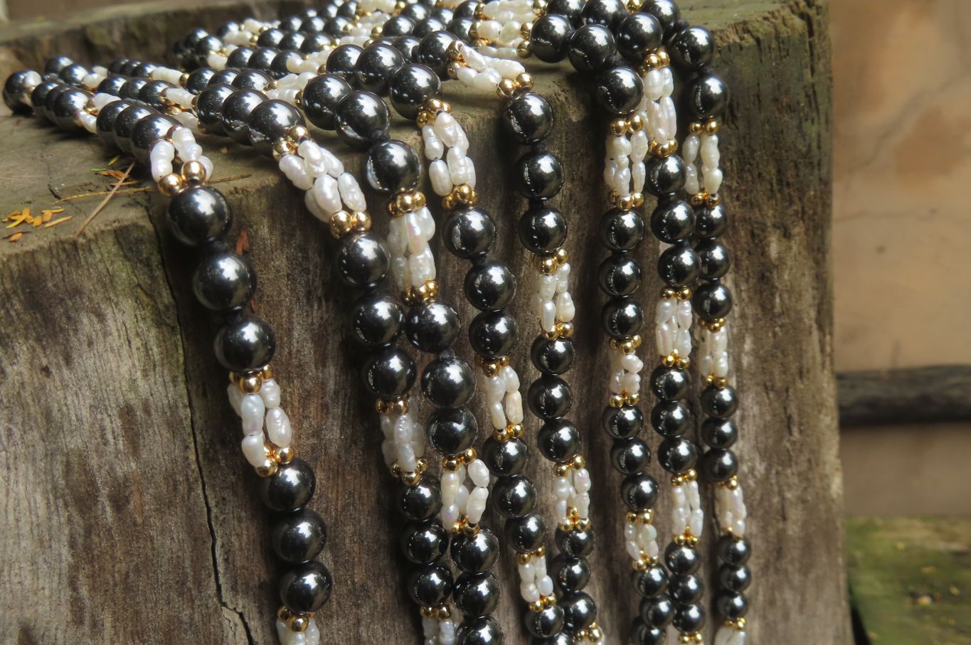 Polished Hematite and Freshwater Pearl Beaded Necklace - Sold Per Item - From Southern Africa - Toprock Gemstones and Minerals 