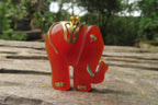 Polished Carnelian Agate Elephant Pendant with Gold Bail and Trim - Sold per Item - From Brazil - Toprock Gemstones and Minerals 