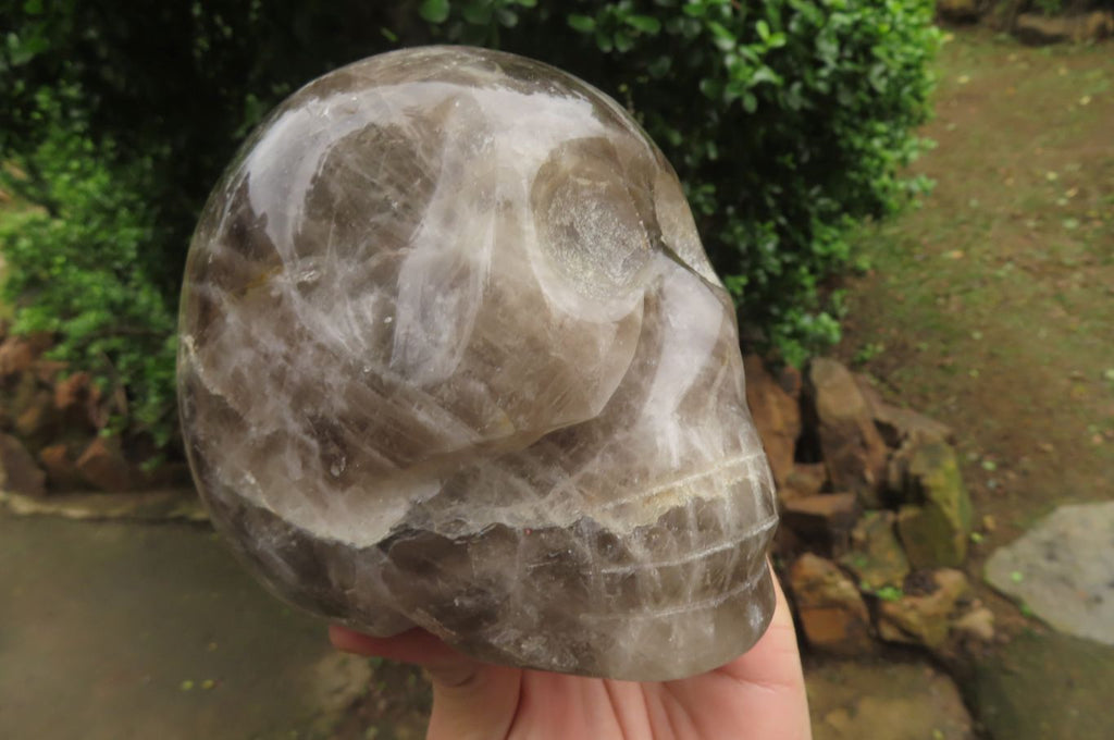 Hand Made Smokey Quartz Skull Carving x 1 From Madagascar - Toprock Gemstones and Minerals 