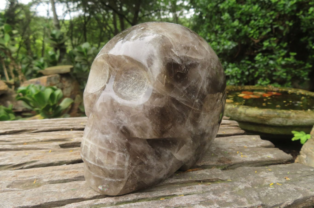 Hand Made Smokey Quartz Skull Carving x 1 From Madagascar - Toprock Gemstones and Minerals 