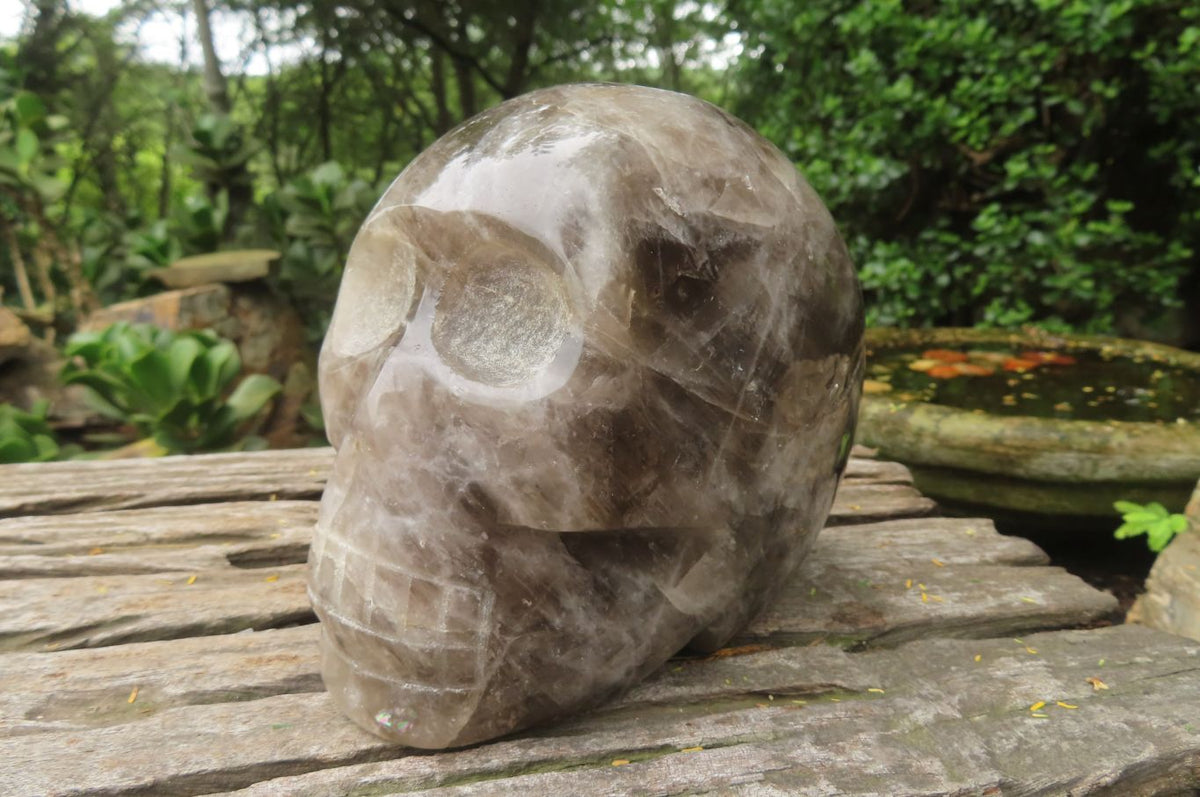 Hand Made Smokey Quartz Skull Carving x 1 From Madagascar - Toprock Gemstones and Minerals 