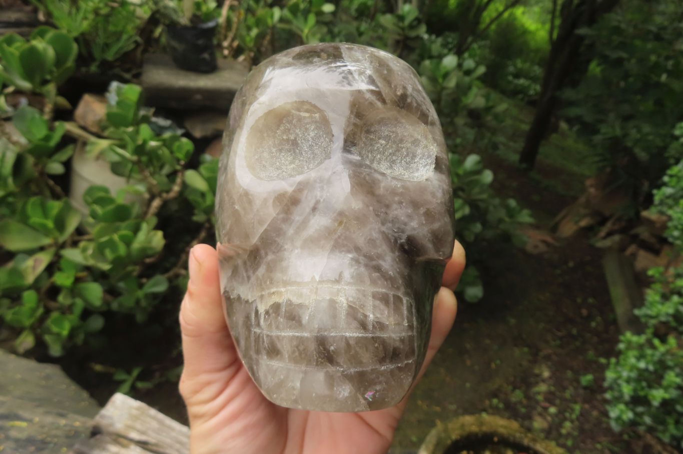 Hand Made Smokey Quartz Skull Carving x 1 From Madagascar - Toprock Gemstones and Minerals 