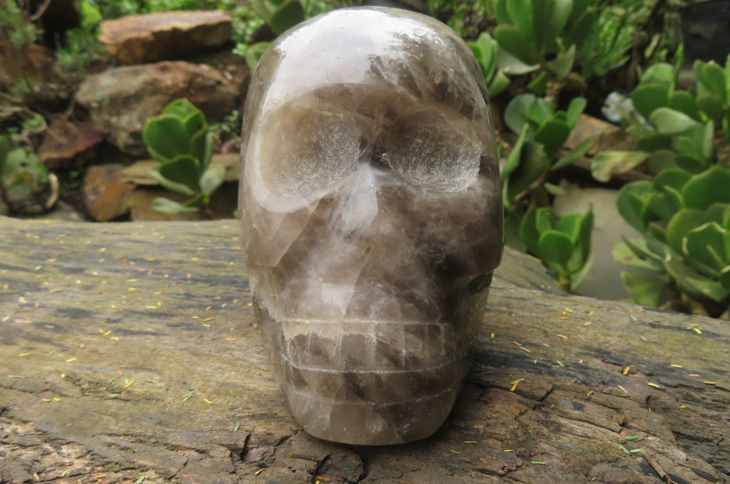 Hand Made Smokey Quartz Skull Carving x 1 From Madagascar - Toprock Gemstones and Minerals 