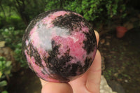 Polished Rhodonite Spheres x 3 From Ambindavato, Madagascar - Toprock Gemstones and Minerals 