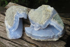Natural Blue Lace Agate Geode Specimens x 2 From Malawi - Toprock Gemstones and Minerals 