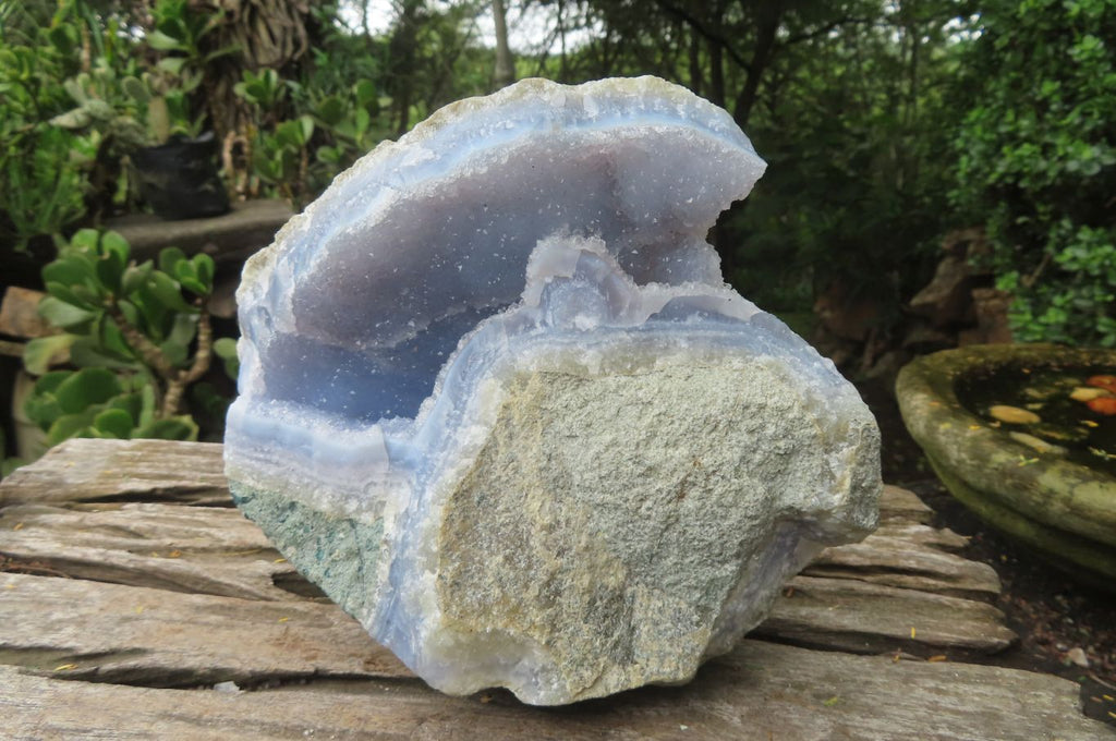 Natural Blue Lace Agate Geode Specimens x 2 From Malawi - Toprock Gemstones and Minerals 
